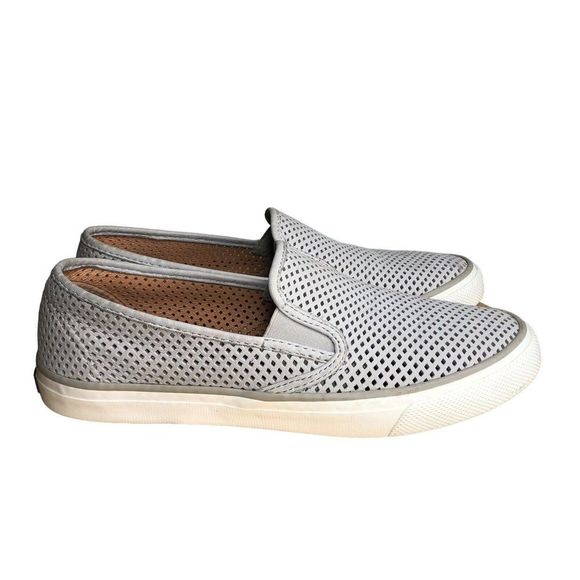 Sperry Sneakers STS 95717‎ Womens Size 9M Sider Perforated Leather Slip-On Gray - Picture 1 of 9